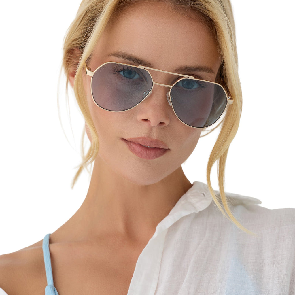 THE RESERVE - GOLD + BLUE TINT SUNGLASSES