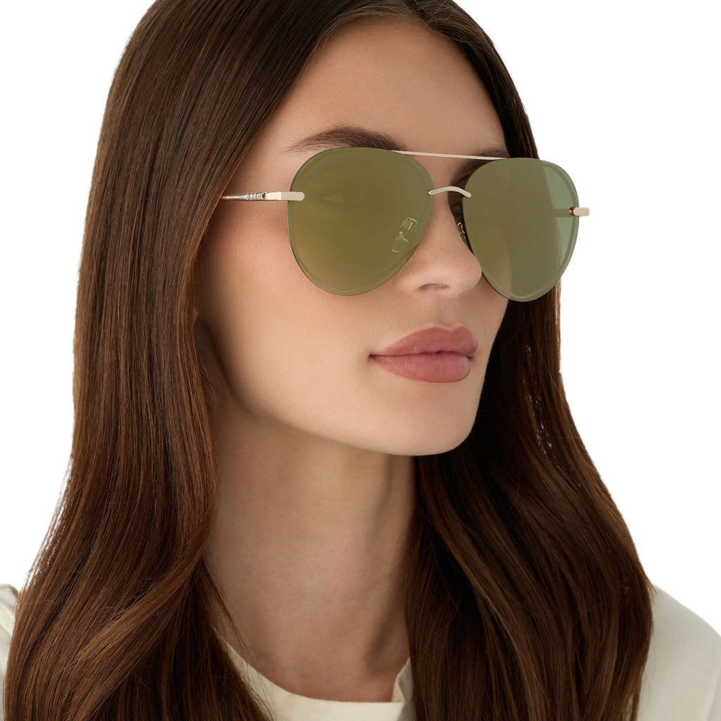 LENOX - GOLD + ALOE GREEN GRADIENT + LIGHT GOLD FLASH + POLARIZED SUNGLASSES