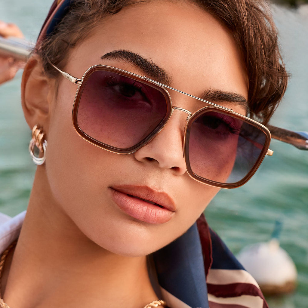 JORDAN - WHISKEY + GOLD + GREY GRADIENT SUNGLASSES