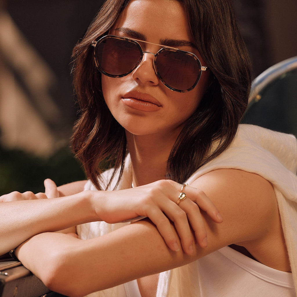 JOEY - ESPRESSO TORTOISE + GOLD METAL + BROWN GRADIENT + POLARIZED SUNGLASSES