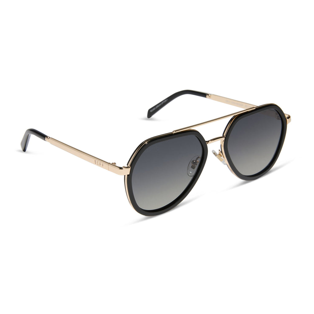 JOEY - BLACK + GOLD METAL + GREY GRADIENT + POLARIZED SUNGLASSES
