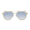 JOEY - COURTSIDE IVORY + GOLD METAL + SLATE GRADIENT FLASH SUNGLASSES