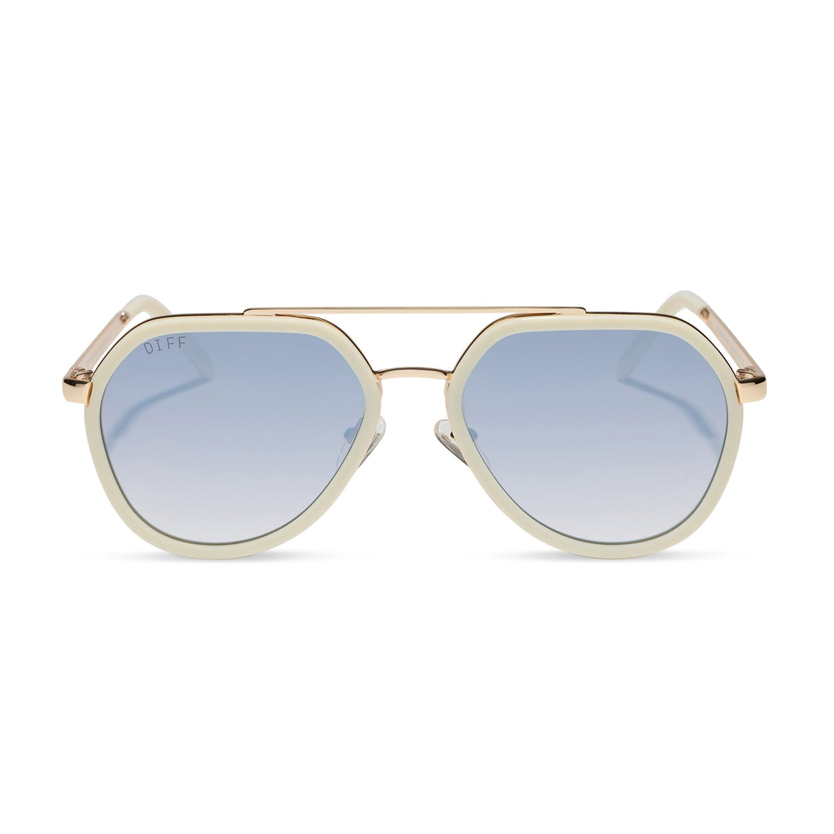 JOEY - COURTSIDE IVORY + GOLD METAL + SLATE GRADIENT FLASH SUNGLASSES