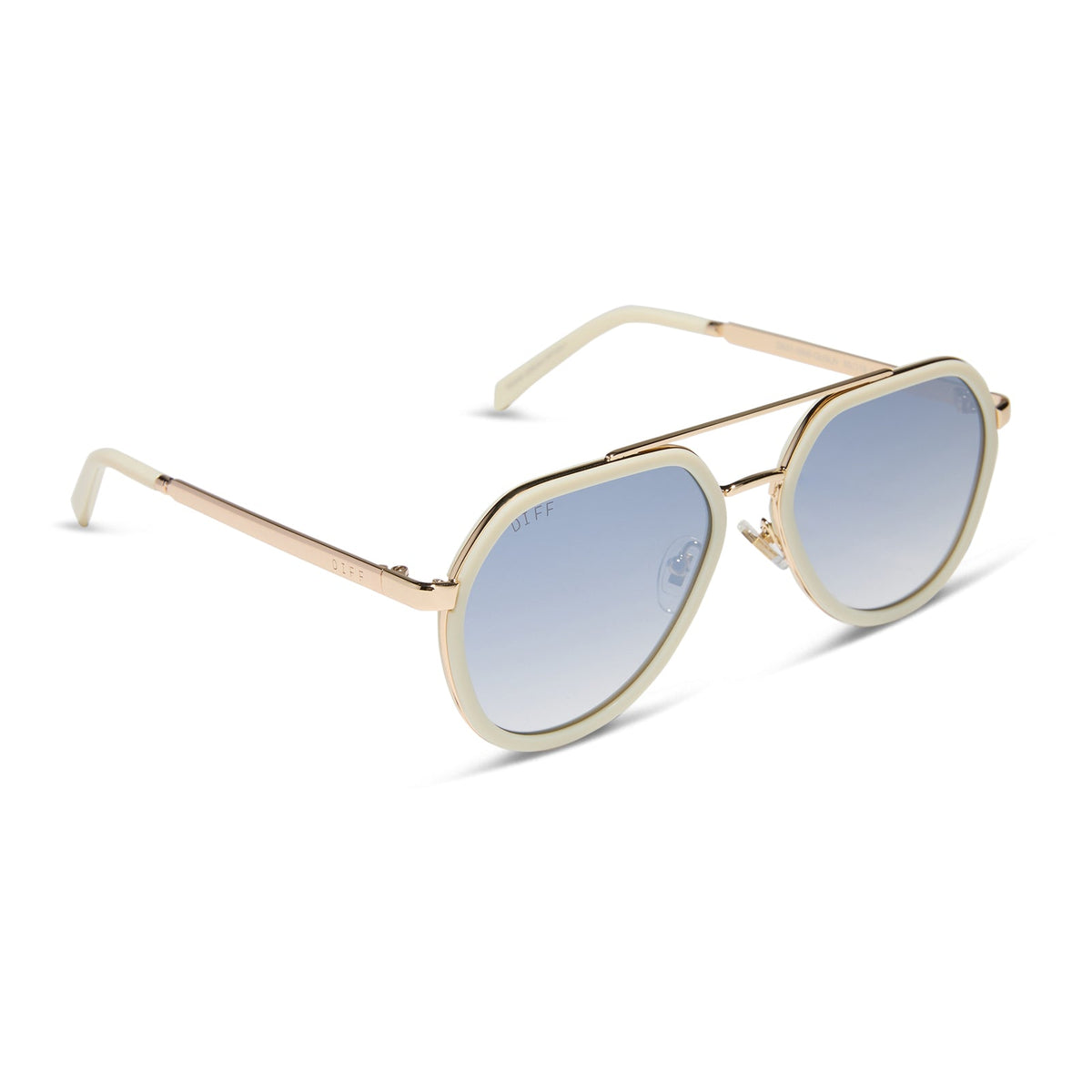 JOEY - COURTSIDE IVORY + GOLD METAL + SLATE GRADIENT FLASH SUNGLASSES