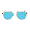 JOEY - WHITE CLOUD + GOLD METAL + BLUE MIRROR SUNGLASSES